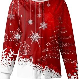 Long Sleeve Beautiful Christmas Top! White & Red